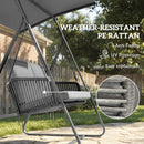 Outsunny 2-Seater Rattan Swing Chair, Outdoor Garden Hanging Swing Seat