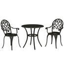 Outsunny 3PCs Bistro Set,  Aluminium Garden Table and Chairs