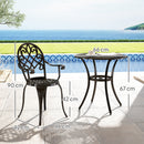 Outsunny 3PCs Bistro Set,  Aluminium Garden Table and Chairs