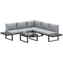 Outsunny 4 PCs Garden Set W/ 5-Level Recline Corner Conversation Sofa Set