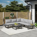 Outsunny 4 PCs Garden Set W/ 5-Level Recline Corner Conversation Sofa Set