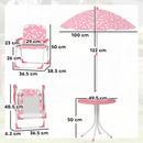AIYAPLAY Kids Garden Furniture With 2 Folding Chairs And Umbrella, Pink
