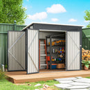 Outsunny Outdoor Storage Shed, 7.5 X 4.3ft Metal Garden Shed, Dark Grey