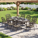 Outsunny 9 Piece Cast Aluminium Garden Dining Set With Cushions, Bronze Tone