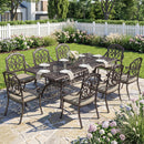 Outsunny 9 Piece Cast Aluminium Garden Dining Set With Cushions, Bronze Tone