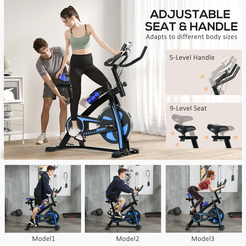SPORTNOW Indoor Exercise Bike Stationary Bike for Home Gym Workout, Blue