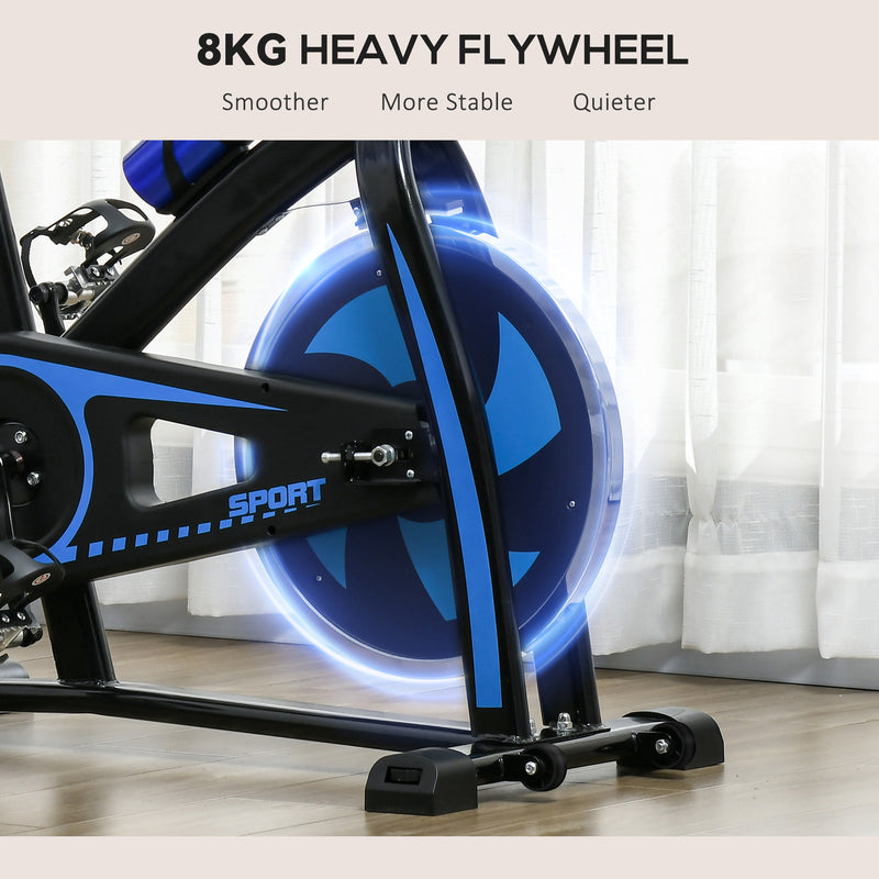 SPORTNOW Indoor Exercise Bike Stationary Bike for Home Gym Workout, Blue