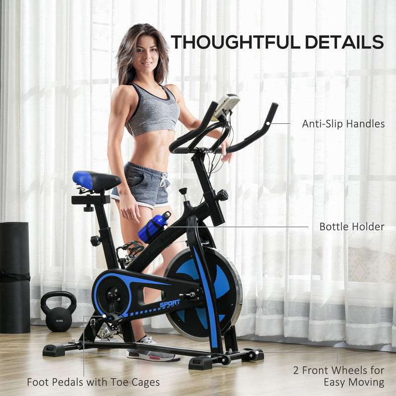 SPORTNOW Indoor Exercise Bike Stationary Bike for Home Gym Workout, Blue