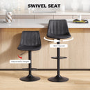 HOMCOM Bar Stools Set Of 2 Adjustable Swivel Bar Chairs With Backrest Black