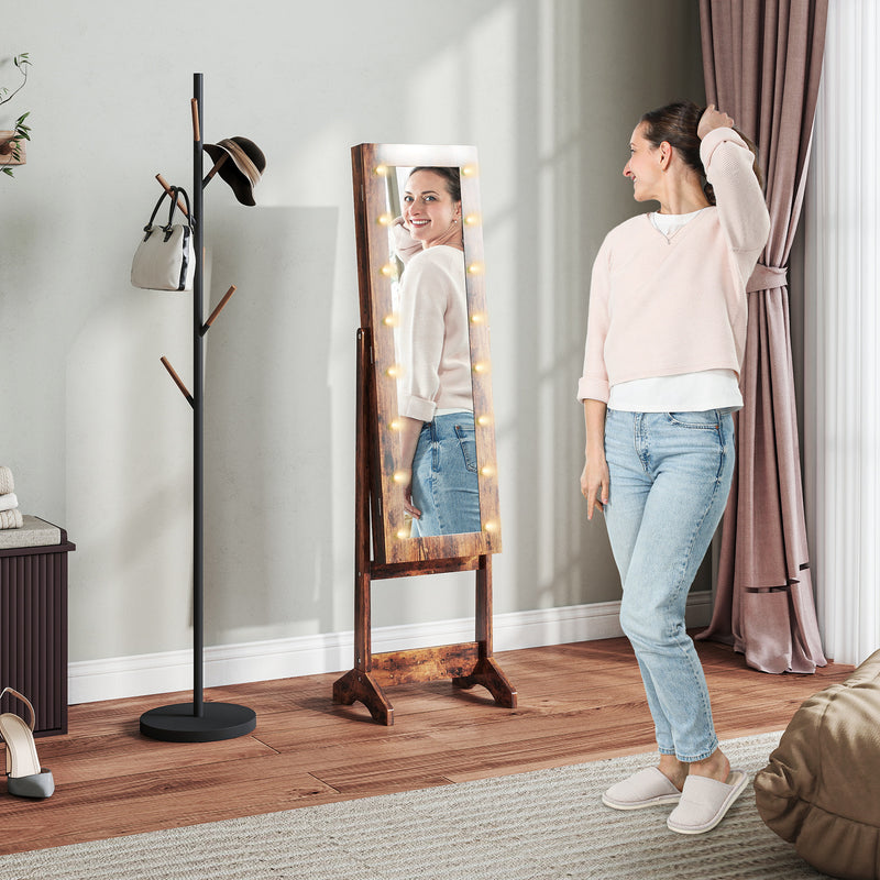 HOMCOM Freestanding LED Mirrored Jewelry Cabinet