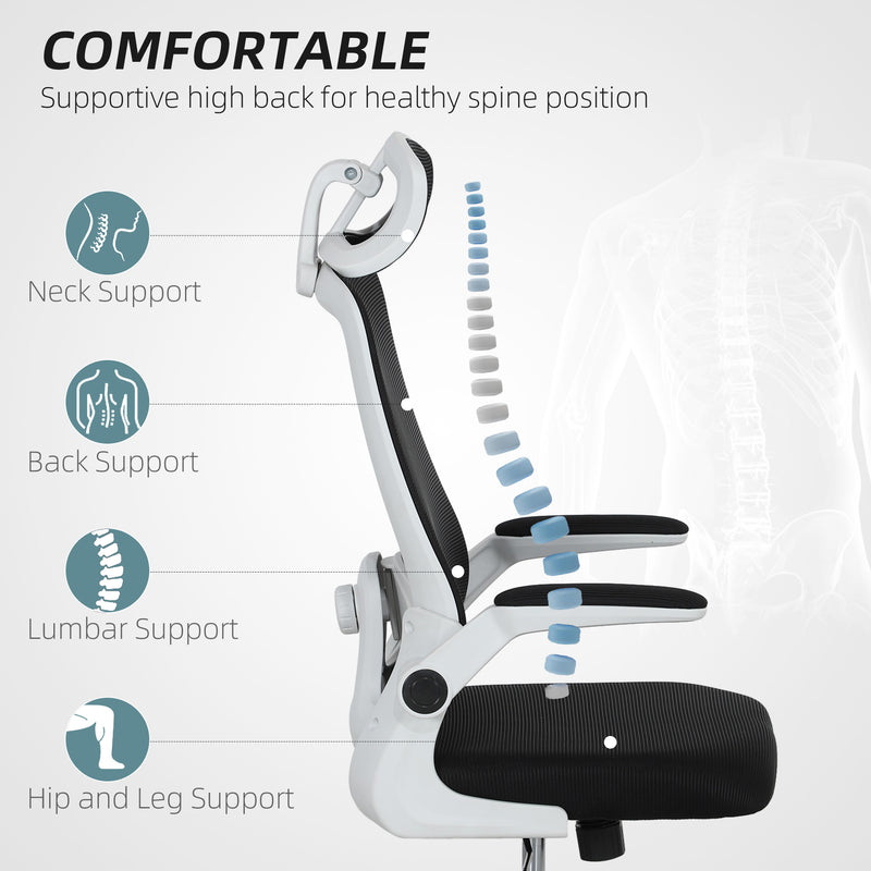 HOMCOM Executive Mesh Office Chair with Headrest, Lumbar Support, Grey