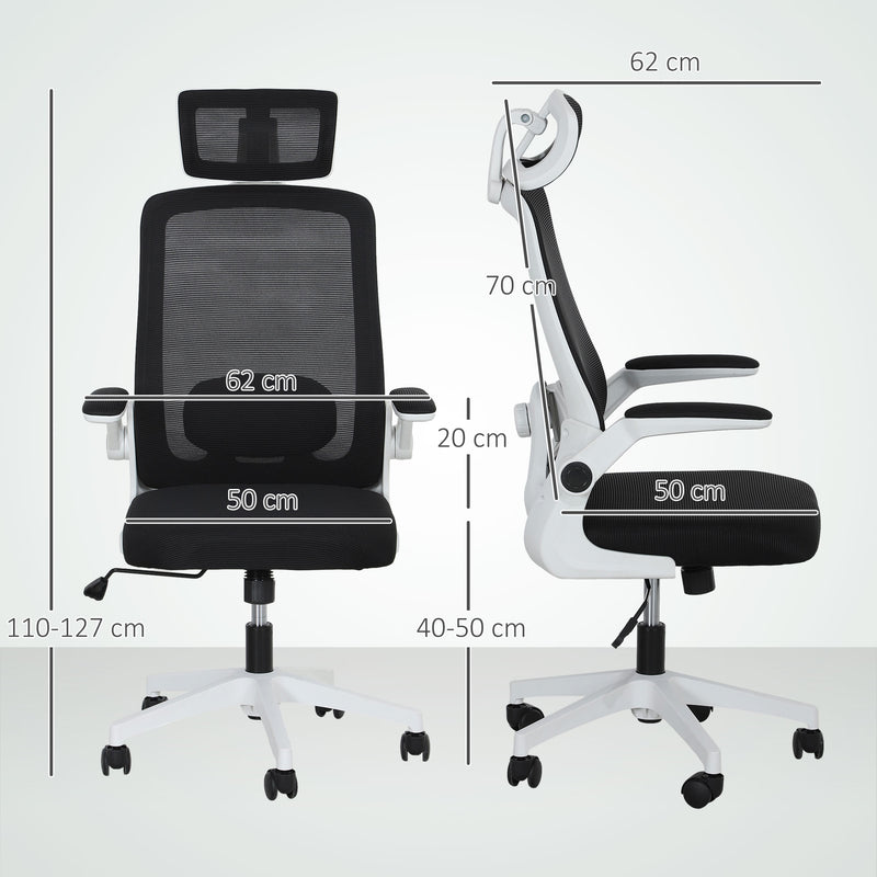 HOMCOM Executive Mesh Office Chair with Headrest, Lumbar Support, Grey