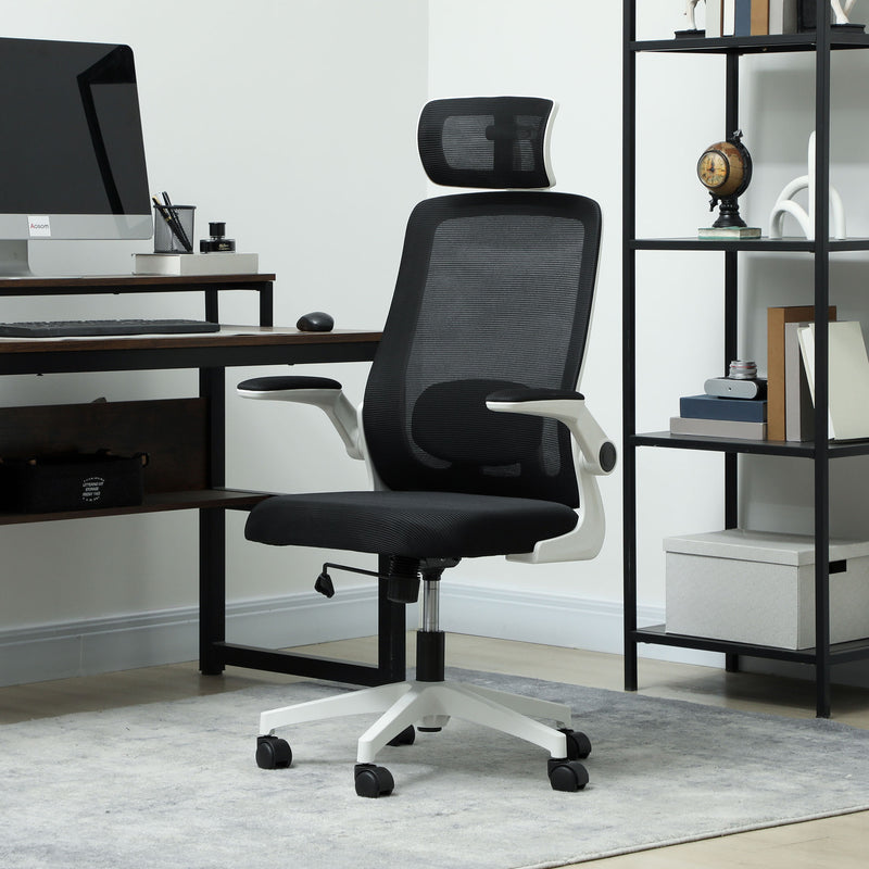 HOMCOM Executive Mesh Office Chair with Headrest, Lumbar Support, Grey