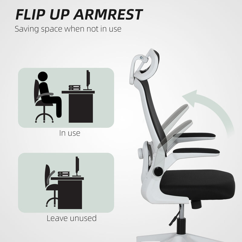 HOMCOM Executive Mesh Office Chair with Headrest, Lumbar Support, Grey