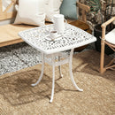 Outsunny 54 X 54cm Aluminium Outdoor Garden Side Table W/ Umbrella Hole, White