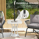 Outsunny 54 X 54cm Aluminium Outdoor Garden Side Table W/ Umbrella Hole, White