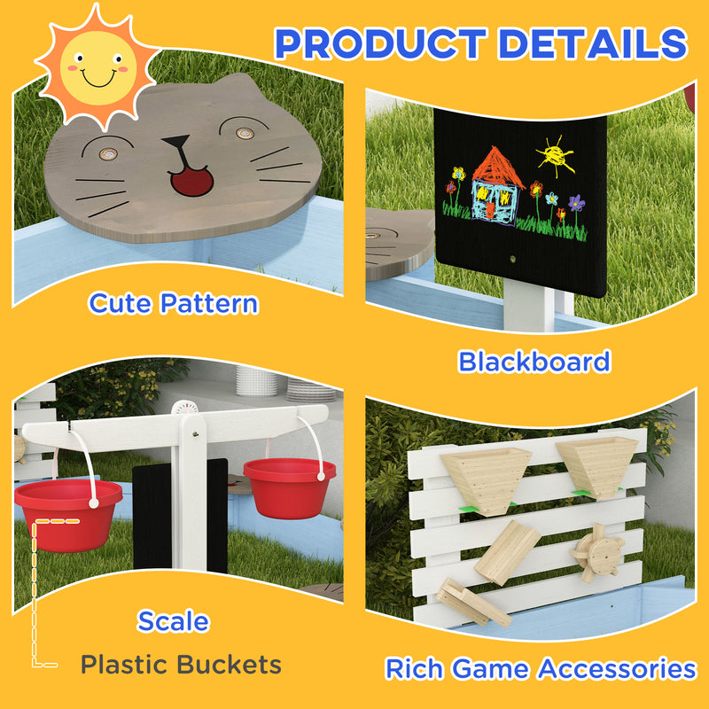 Outsunny Kids Sandbox, Outdoor Playset, for Ages 3-7 Years - Blue