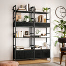 HOMCOM Industrial Bookshelf with 4 Shelves and 3 Fabric Drawers Grey