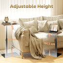 Side Table, C Shaped End Table with Adjustable Height and Metal Base
