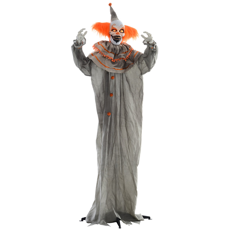 HOMCOM Halloween Clown Animatronic Prop with Light Up Eyes, for Indoor Outdoor