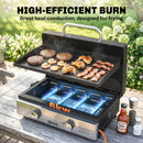 Outsunny 2 Burner Grill Griddle, Tabletop Gas BBQ With Grease Cup, Black
