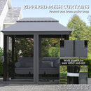 Outsunny 3 Person Canopy Gazebo Swing Outdoor Patio Lounge W/ Mesh Walls, Grey