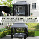 Outsunny 3 Person Canopy Gazebo Swing Outdoor Patio Lounge W/ Mesh Walls, Grey