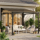 Outsunny 3 x 2.87 m Metal Lean-to Hardtop Gazebo, Wall-Mounted Pergola