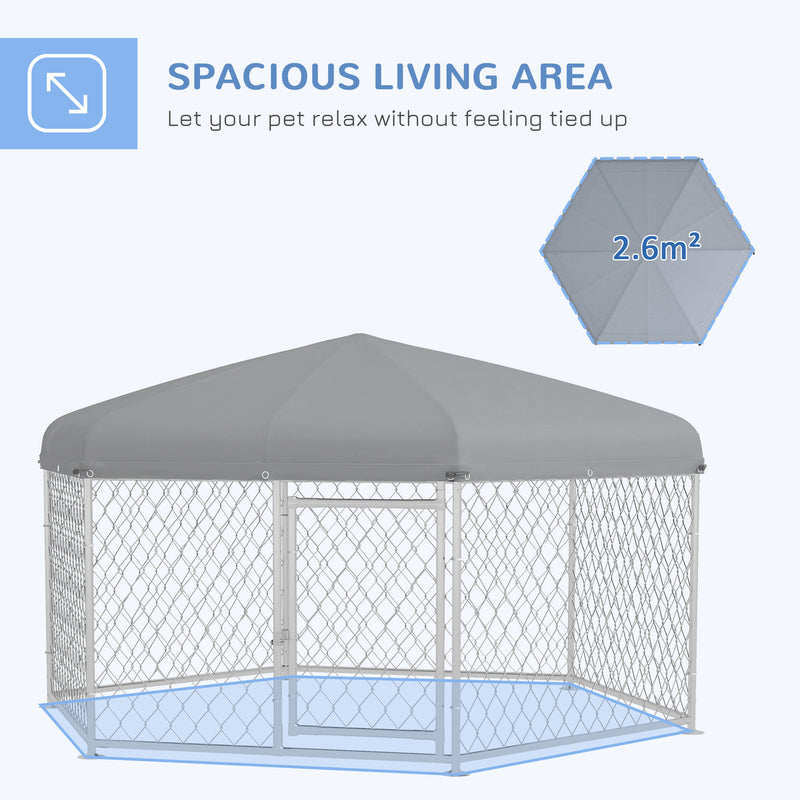 PawHut Outdoor Dog Kennel w/ Water-Resistant UV-Resistant Roof 2.1 x 1.85 x 1.5m