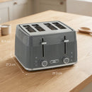 HOMCOM 4 Slice Electric Toaster with 7 Browning Levels, 1860W, Grey