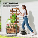 Outsunny Raised Garden Bed, Wooden Planter with Trellis and Wheels