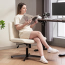 HOMCOM Linen Criss Cross Legged Office Chair with Tilt Function