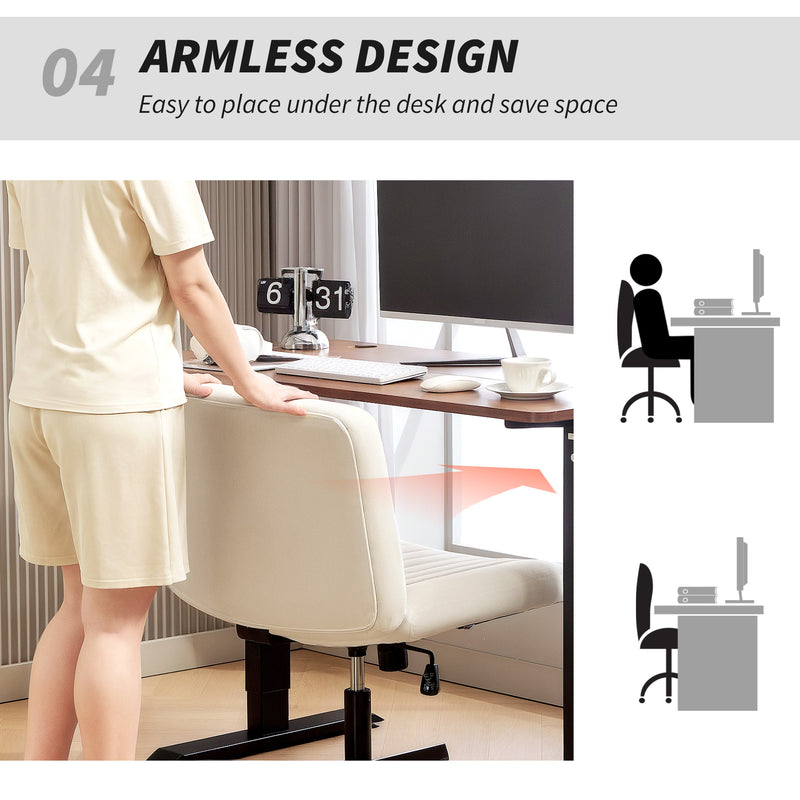 HOMCOM Linen Criss Cross Legged Office Chair with Tilt Function