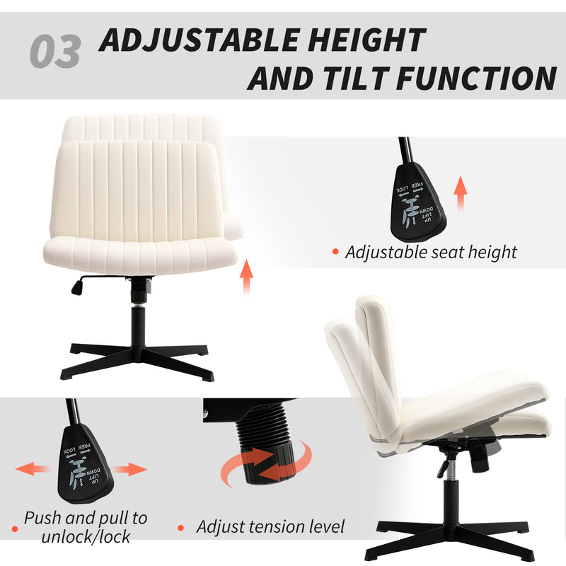 HOMCOM Linen Criss Cross Legged Office Chair with Tilt Function