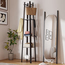 HOMCOM Industrial Coat Stand with 4 Storage Shelves and 8 Hooks