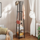 HOMCOM Industrial Coat Stand with 4 Storage Shelves and 8 Hooks