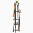 HOMCOM Industrial Coat Stand with 4 Storage Shelves and 8 Hooks