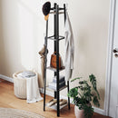 HOMCOM Industrial Coat Stand with 4 Storage Shelves and 8 Hooks