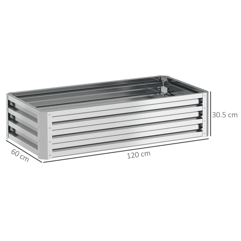 Outsunny Raised Garden Bed Elevated Planter Box for Flowers Silver