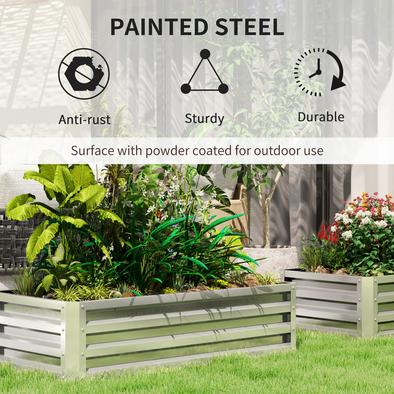 Outsunny Raised Garden Bed Elevated Planter Box for Flowers Silver
