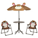 Outsunny Kids Table Chair set with Umbrella, Ages 3-6 Years - Brown