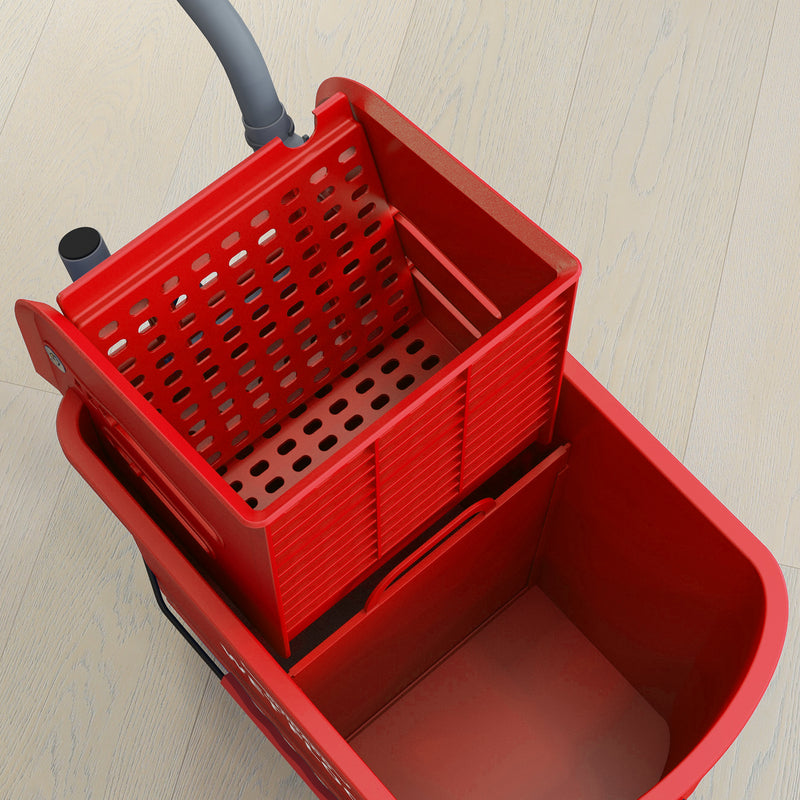 HOMCOM 20L Mop Bucket with Wringer Handle on Wheels for Floor Cleaning