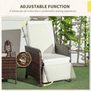 Outsunny 3 Pieces Rattan Bistro Set W/ Adjustable Backrest
