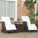 Outsunny 3 Pieces Rattan Bistro Set W/ Adjustable Backrest