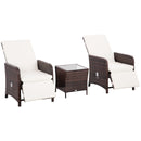 Outsunny 3 Pieces Rattan Bistro Set W/ Adjustable Backrest