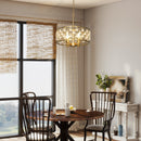 HOMCOM Adjustable Ceiling Light With 4 Light, Modern Crystal Chandelier