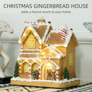 HOMCOM Lighted And Musical Christmas Candy House With Gingerbread Man Brown