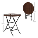 Outsunny Foldable Outdoor Coffee Table, Metal Frame Rattan Side Table, Brown