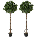 Outsunny Realistic Lush Topiary Ball Tree with Twisted Trunk, Green