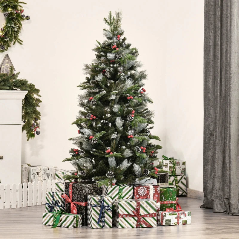 HOMCOM Christmas Time 5FT Artificial Snow Dipped Christmas Tree